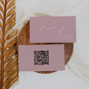 Whimsisches Skript Rose Wedding QR Code Website Begleitkarte