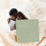 Whimsisches Skript | Sage Green Foto Square Weddin Einladung<br><div class="desc">Einführung in unser atemberaubendes whimsical-Skript | Salon Grün Foto Platz Hochzeitseinladung perfekt für Ihre einfache moderne boho Frühlingsfeier. Unser elegantes Design umfasst eine lebendige, helle, pastellfarbene Farbpalette mit einem Vintagen, schicken Kalligraphieskript. Ob Sie einen minimalistischen oder klassischen Stil bevorzugen, unser einzigartiges, bearbeitbares Produkt bietet Luxus und Eleganz, perfekt um eine...</div>