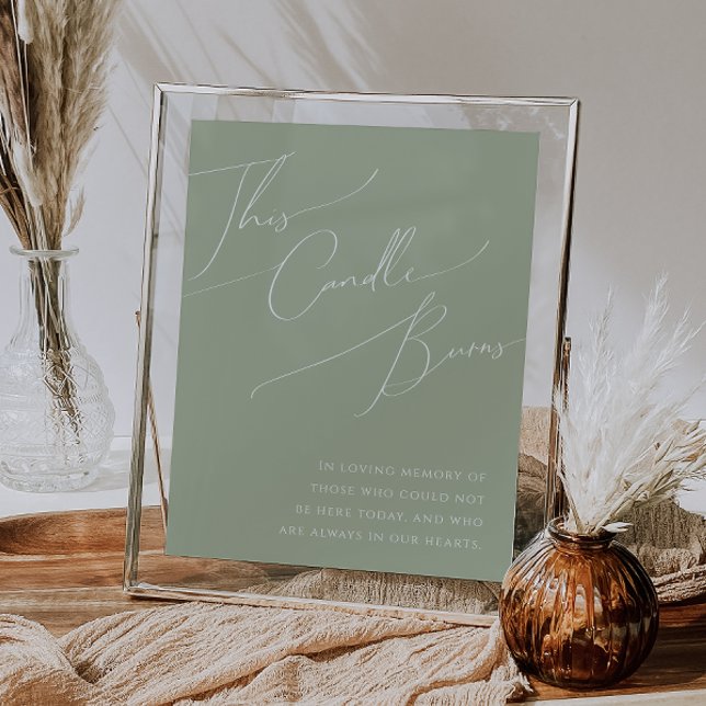 Whimsisches Skript | Sage Green This Candle Burns Poster (Von Creator hochgeladen)