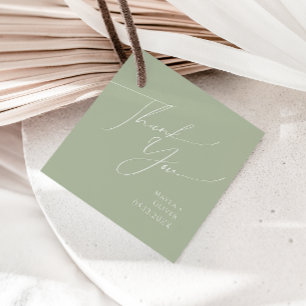 Whimsisches Skript Sage Green Vielen Dank für Ih Geschenkanhänger