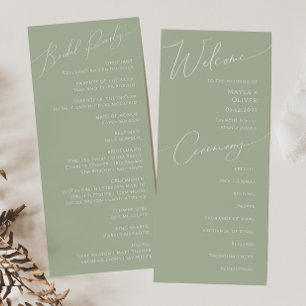 Whimsisches Skript Sage Green Wedding Program Programm