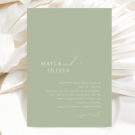 Whimsisches Skript | Sage Monogram Foto Wedding Einladung