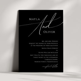 Whimsisches Skript | Traditionelle Schwarze Hochze Einladung