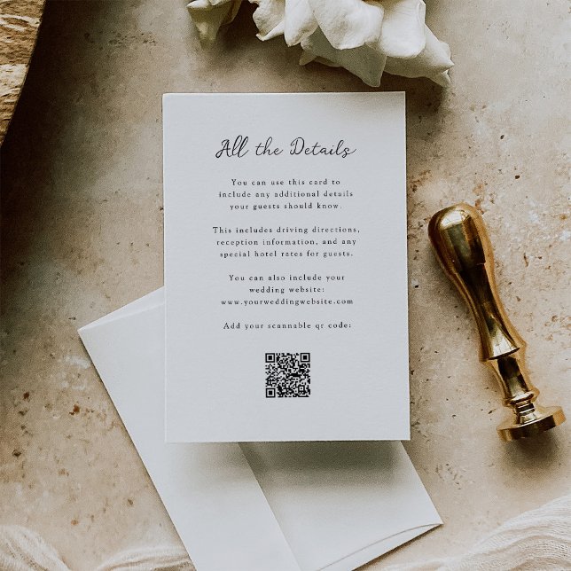 Whimsisches Skript | Wedding Guest Details QR Code Begleitkarte (Von Creator hochgeladen)