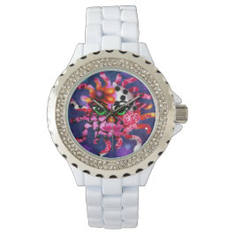 Whimsisches Sonnengesicht Abstrakt Zodiac Art Lila Armbanduhr