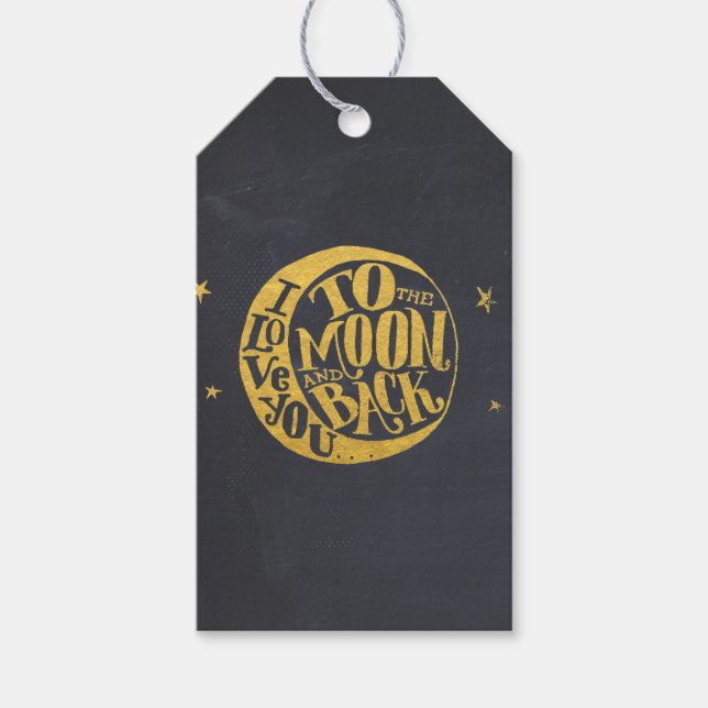 Whimsisches Sprichwort mit goldenem Mond schwarz Geschenkanhänger (Vorderseite)