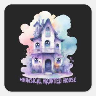Whimsisches Spuk Haus Quadratischer Aufkleber
