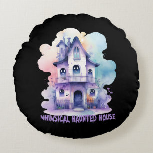 Whimsisches Spuk Haus Rundes Kissen
