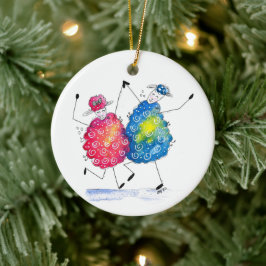 Whimsisches Tanzschaf Keramik Ornament