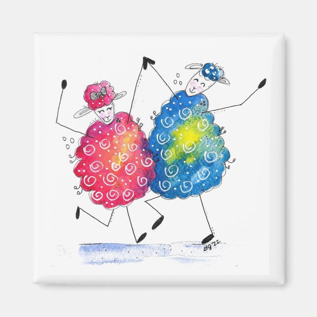 Whimsisches Tanzschaf Magnet (Vorne)