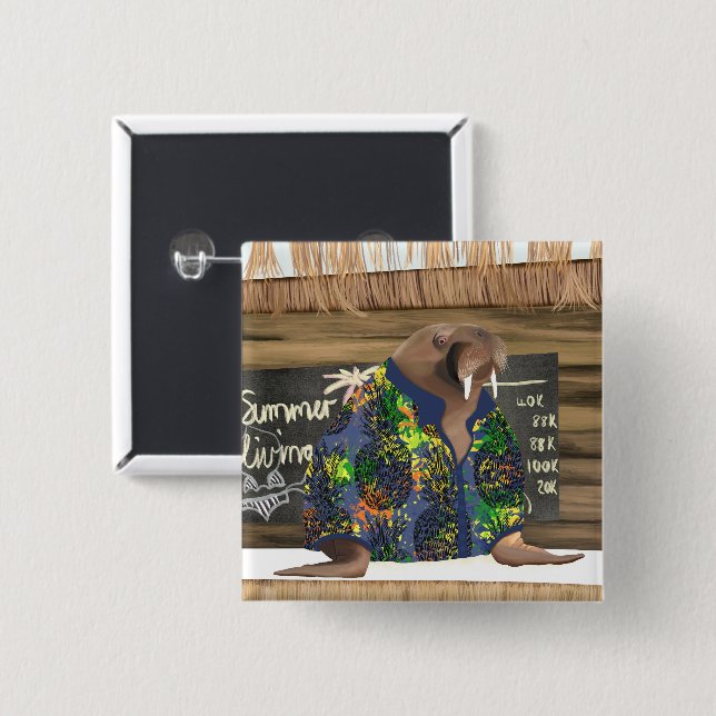 Whimsisches tropisches hawaiianisches marines Lebe Button (Vorne & Hinten)