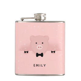 Whimsisches und Extravagantes rosa Schwein Niedlic Flachmann