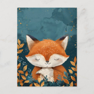 Whimsisches und Niedliches Schlafen Red Fox Postkarte
