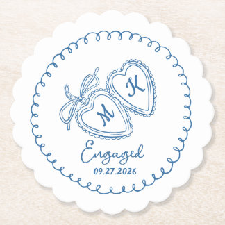 Whimsisches verlobtes Paar Blaue Herzen Trendy Doo Untersetzer