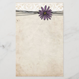 Whimsisches Vintages Lila Daisy Briefpapier