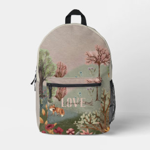 Whimsisches Waldland Szene farbiger Bleistift Bedruckter Rucksack