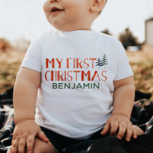 Whimsisches Wasserfarbe Mein erster Weihnachtsname Baby T-shirt
