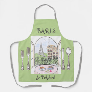 Whimsisches Wasserfarben-Paris-Eiffelturm-Besteck Schürze