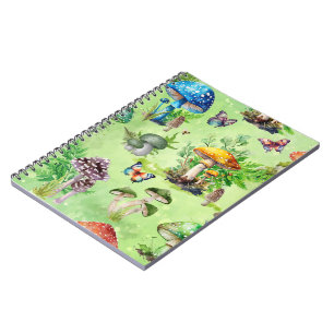 Whimsisches Wasserfarben Pilzgarten Notizblock