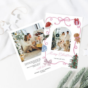 Whimsisches Wasserfarbenfamilie Foto Weihnachten