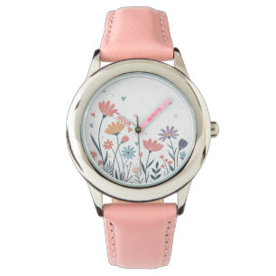Whimsisches Wasserfarbenfloral Armbanduhr