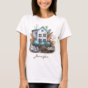 Whimsisches Wasserfarbengebirge Nest Märchenhaus T-Shirt