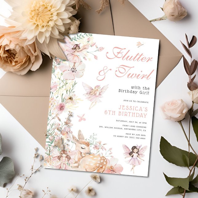 Whimsisches Wasserfarbenmagisches Mädchen Geburtst Einladung (Von Creator hochgeladen)