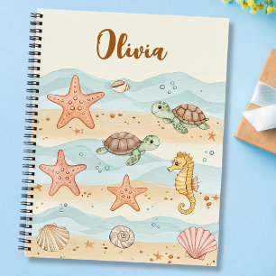 Whimsisches Watercolor-Baby-Sea-Lebewesen Notizbuch
