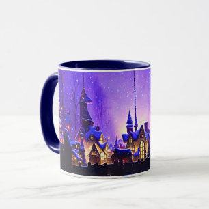 Whimsisches Weihnachtsdorf Lila Tasse Cup
