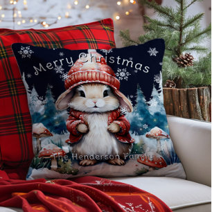 Whimsisches Weihnachtsfest Bunny Personalisiert Kissen