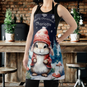 Whimsisches Weihnachtsfest Bunny Personalisiert Schürze