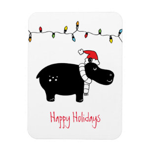 Whimsisches Weihnachtsfest Hippo Magnet