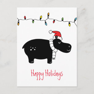 Whimsisches Weihnachtsfest Hippo Postkarte