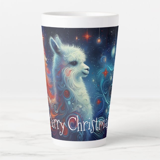 Whimsisches Weihnachtslama Milchtasse (Vorderseite)