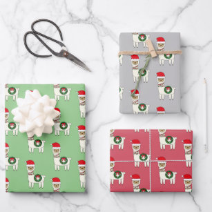 Whimsisches Weihnachtsllamas Geschenkpapier Set