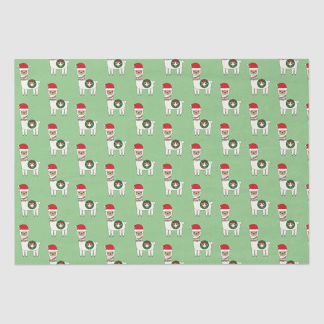 Whimsisches Weihnachtsllamas Seidenpapier (Vorderseite)