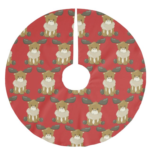 Whimsisches Weihnachtsmoose Polyester Weihnachtsbaumdecke (Vorderseite)