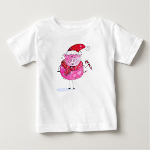 Whimsisches Weihnachtsschwein Baby T-shirt