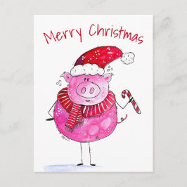 Whimsisches Weihnachtsschwein Postkarte