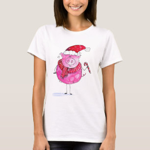 Whimsisches Weihnachtsschwein T-Shirt