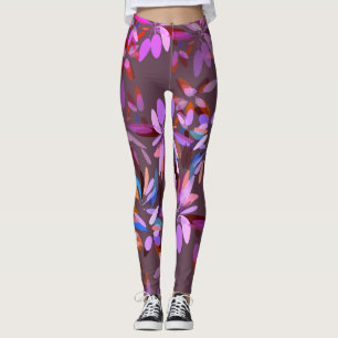 Whimsisches Y2K Ästhetisches Rosa und Lila Floral Leggings