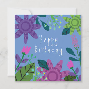 Whimsisfarbene Blumenkarte zum Geburtstag