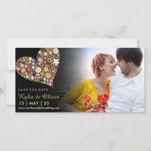Whimsisfarbene Rosa Frühlingsblumen Foto Herz Save The Date