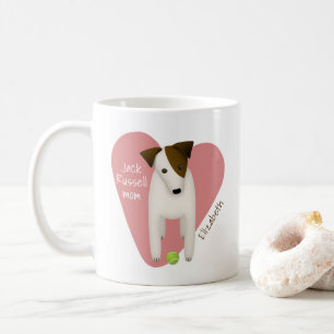 whimsisischer Jack Russell Mama Pink Herz-Tennisba Kaffeetasse
