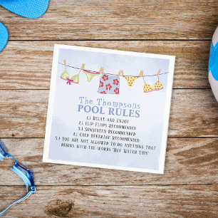 Whimsisischer Sommer Familie Einfache Pool Regeln Serviette
