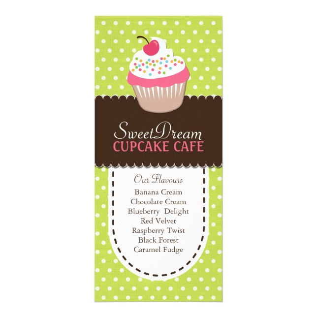Whimsisischer und lustiger Cupcake Rack Card Werbekarte (Vorne)