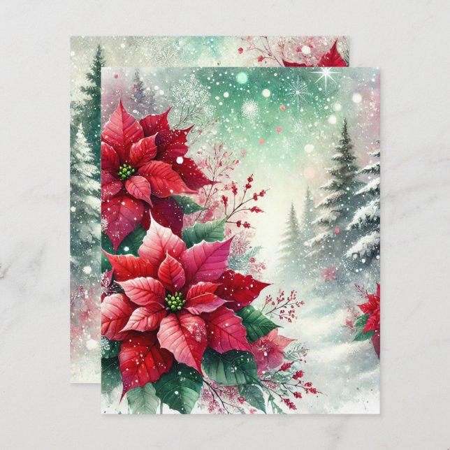 Whimsisischer Winter Wonderland Poinsettia Scrapbo (Vorne/Hinten)