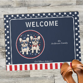 Whimsisse French Bulldog Patriotic Red White Blue Fußmatte
