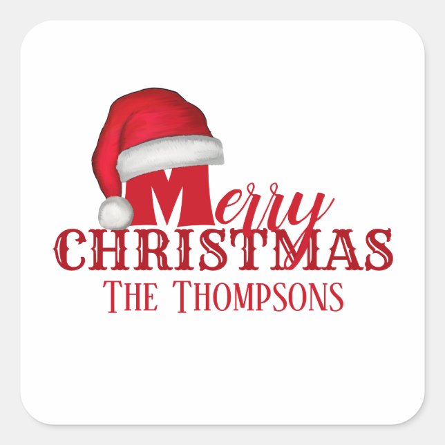 Whimsistisch Niedlicher Weihnachtsmann Weihnachten Quadratischer Aufkleber (Vorderseite)