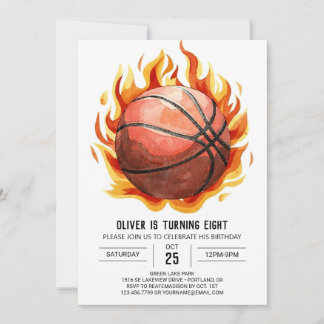 Whimsistisch Printable Boho Basketball Geburtstag Einladung